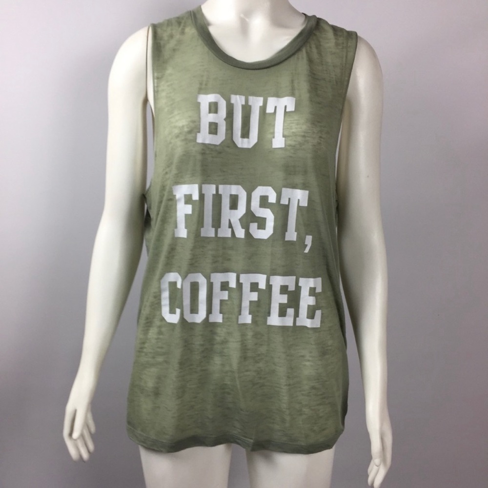 FIFTH SUN But First, Coffee Green Tank